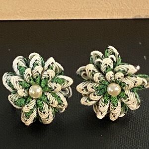 Vintage Handmade Crochet Screwback Earrings.